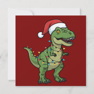 Dinosaur Xmas Ljus Semesteranda Fest Dino Julkort