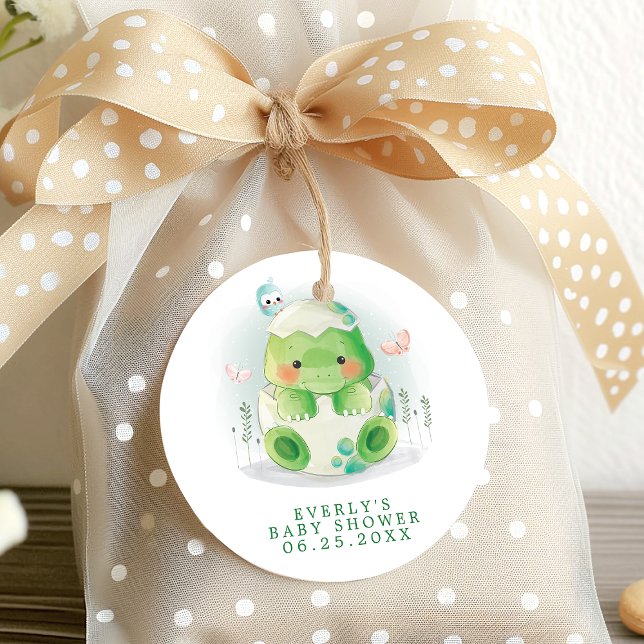 Dinosaurägg Cute Watercolor Pojke Baby Shower Gåvor Etiketter (Skapare uppladdad)