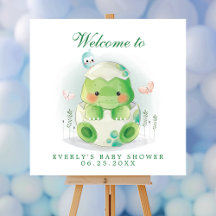 Dinosaurägg Söt Vattenfärg Baby Shower Välkommen