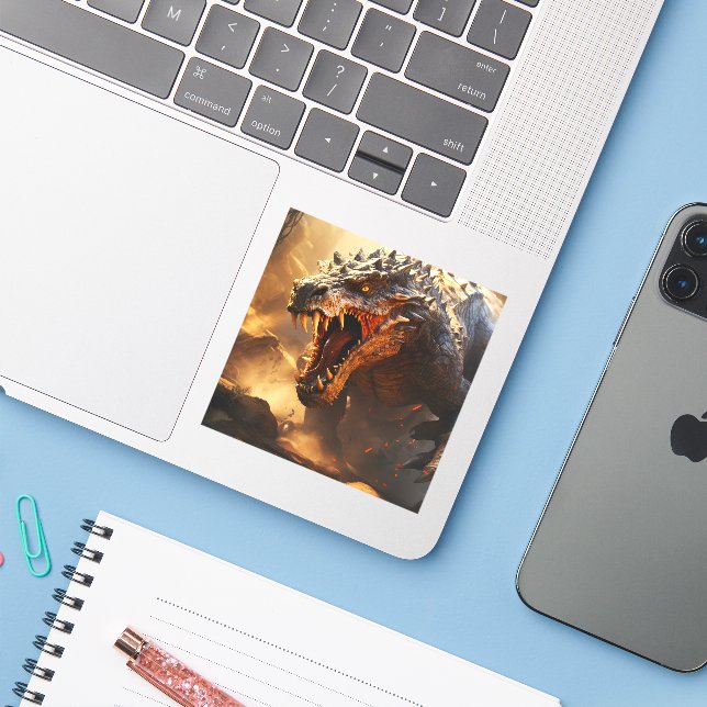 DinosaurAnpassad vinyletikett Klistermärken (Laptop med iPhone)