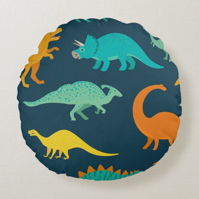 Dinosauräventyr: Barnkammartapet Rund Kudde (Framsidan)