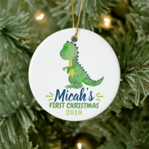 Dinosaurbaby första prydnad för jul julgransprydnad keramik
