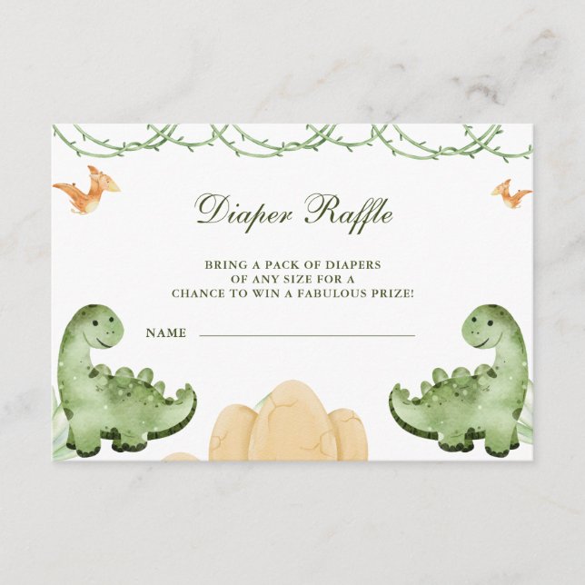 Dinosaurbaby kommer snart Baby Shower Blöja Lotter Tilläggskort (Framsida)