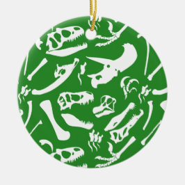 Dinosaurben (grönt) julgransprydnad keramik