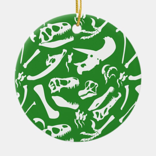 Dinosaurben (grönt) julgransprydnad keramik (Framsidan)