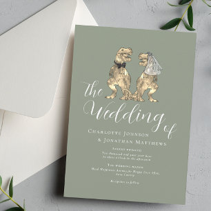 Dinosaurbröllop Elegant Sälggrönt Inbjudningar