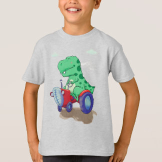 Dinosaure sur un tracteur t shirt