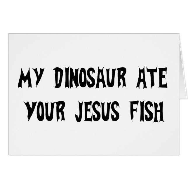 Dinosauren äter den Jesus fisken Hälsningskort (Framsidan Horizontal)
