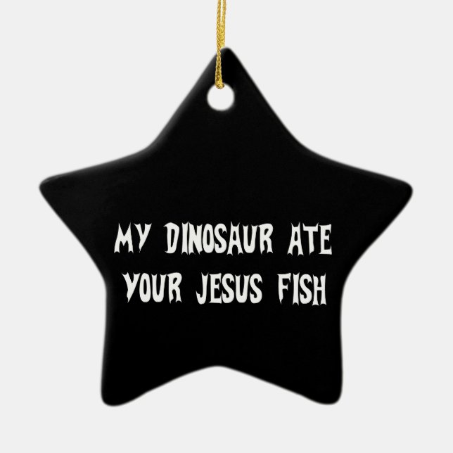 Dinosauren äter den Jesus fisken Julgransprydnad Keramik (Framsidan)