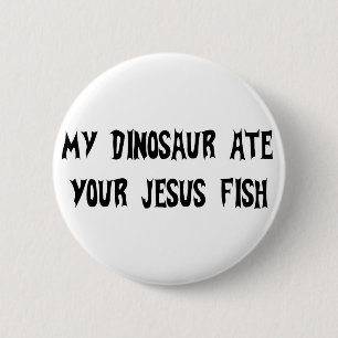 Dinosauren äter den Jesus fisken Knapp