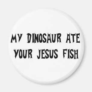 Dinosauren äter den Jesus fisken Magnet