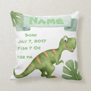 Dinosauren för babyfödelsemeddelandet kudder kudde