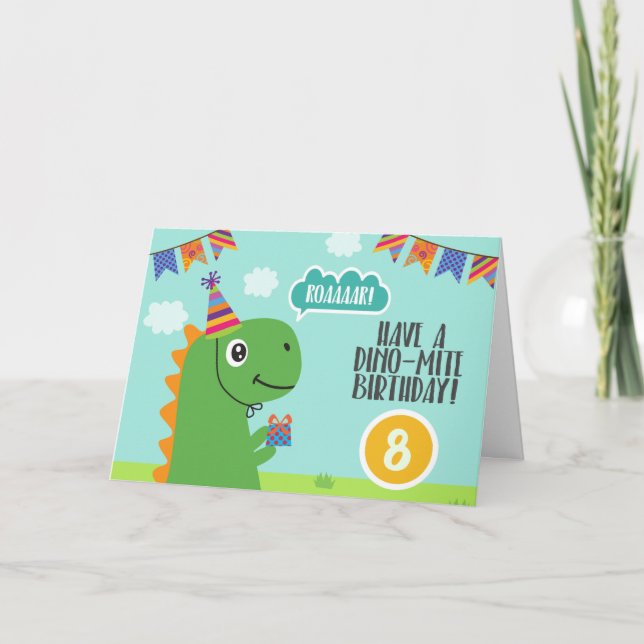 Dinosauren "har enkvalster födelsedag ", kort (Framsida)