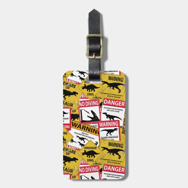 Dinosauren varnar tecken bagagebricka (Vertikal Framsida)