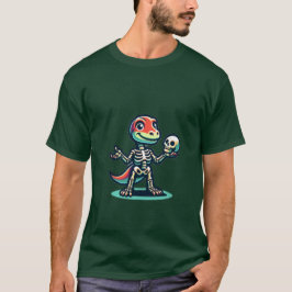 Dinosaurer i kallt skelett med skalle t shirt