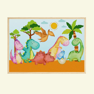 Dinosaurer Nursery Print Dinos Barn Rum Poster
