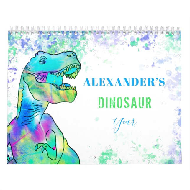 Dinosaurer personlig färgrik barnkalender kalender (Omslag)