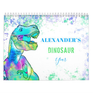 Dinosaurer personlig färgrik barnkalender kalender