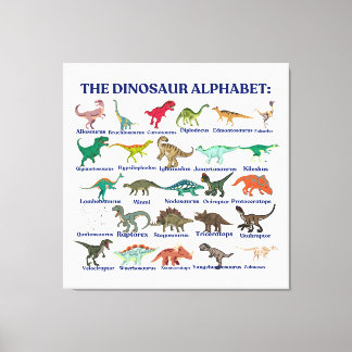 Dinosaurernas alfabet, dinosaurier och vetenskap canvastryck