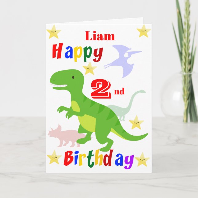 Dinosaurers 2-årsdag kort (Framsida)