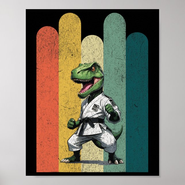 Dinosaurfantaster modiga karate stolthet mod styrk poster (Framsidan)