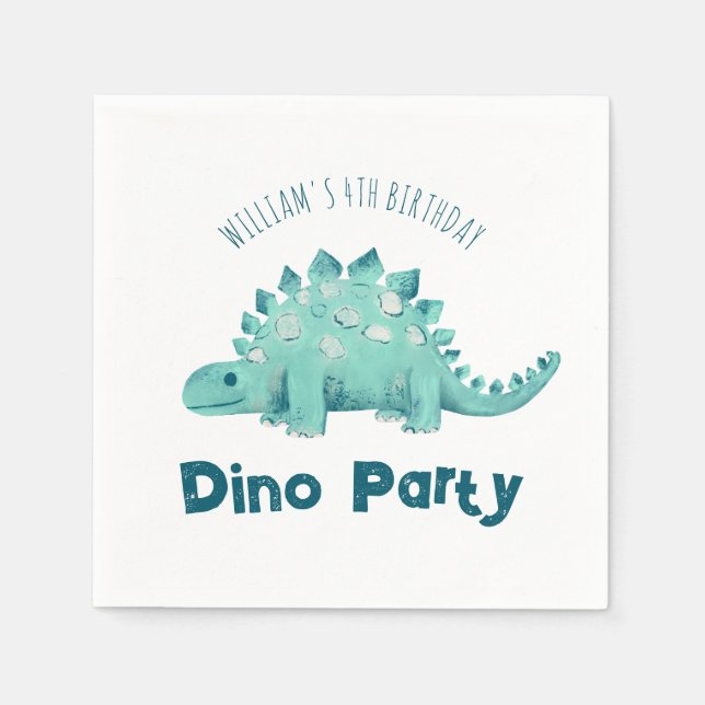 Dinosaurfest Stegosaurus Barnkalas Pappersservett (Framsidan)