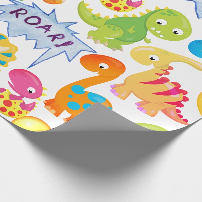 Dinosaurfestballonger Anpassningsbara Rawr Presentpapper (Hörn)