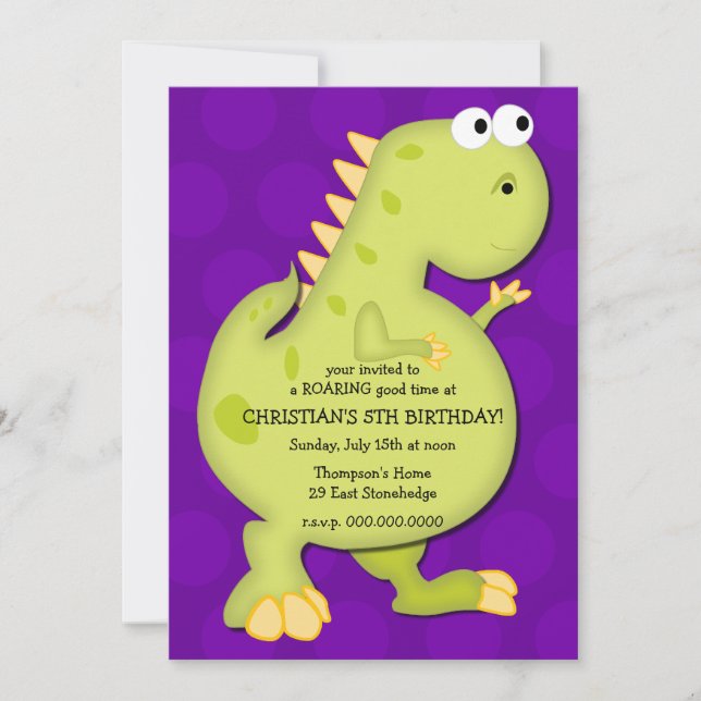 Dinosaurfödelsedagsfest inbjudan (Framsida)