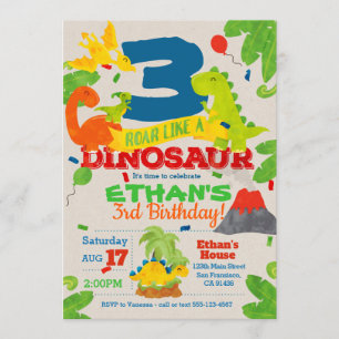 Dinosaurfödelsedagsfest inbjudan
