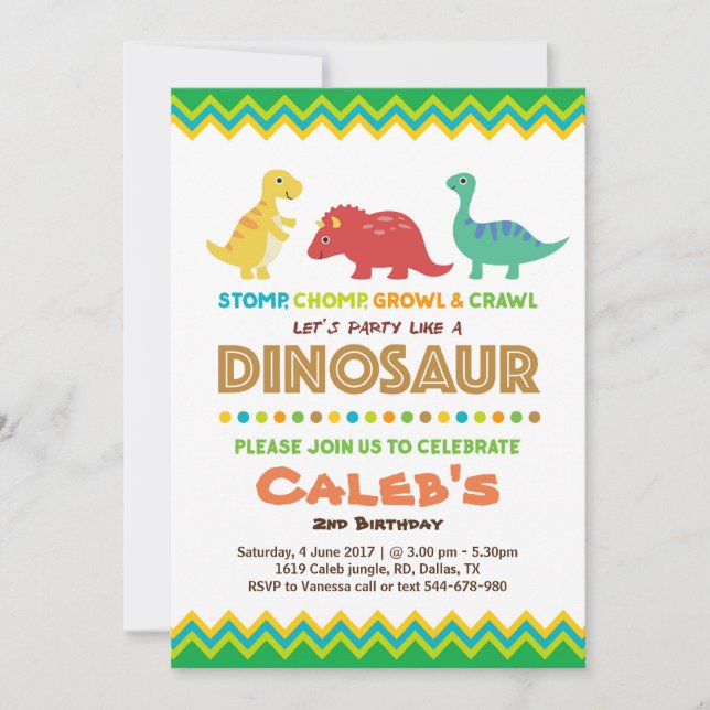 Dinosaurfödelsedagsfest Invitaton Inbjudningar (Framsida)