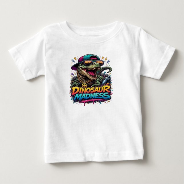 Dinosaurgalenskap — Party Animal T‑Rex-grafik T Shirt (Framsida)