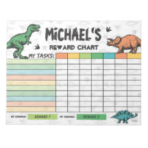 Dinosaurie belöningsschema Personligt namn & uppgi
