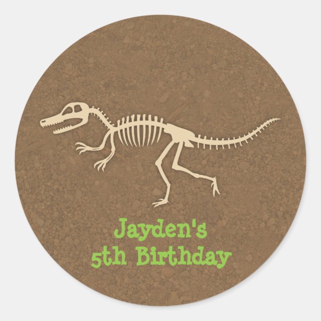 Dinosaurie Ben Födelsedagsfest Etiketter (Framsida)