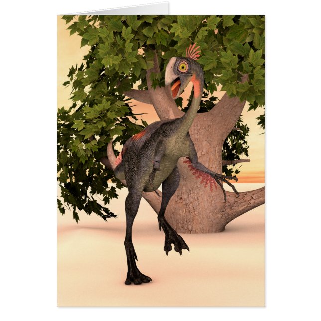 Dinosaurie Gigantoraptor Hälsningskort (Framsidan)