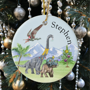 Dinosaurie jul Triceratops Jurassic jul  Julgransprydnad Keramik