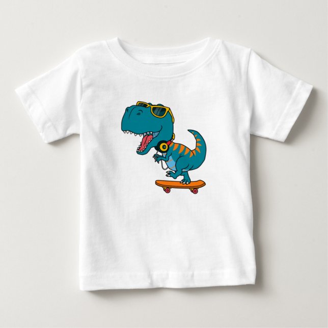 dinosaurie play skateboard t shirt (Framsida)