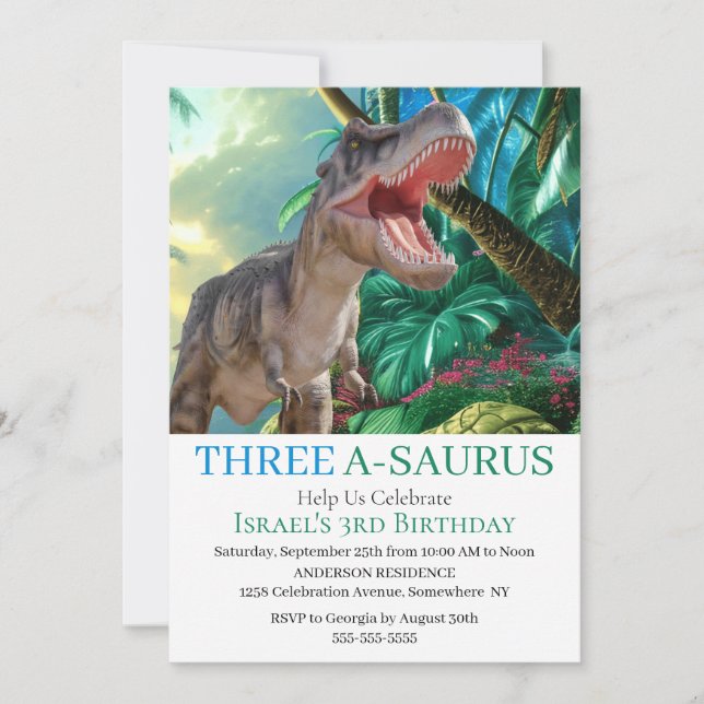 Dinosaurie T-Rex Tematiserad Jurassic World Inbjudningar (Framsida)