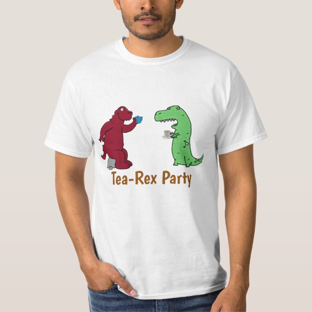 Dinosaurie Tea Rex Tekoppsfest Rollig T-Shirt - An (Framsida)