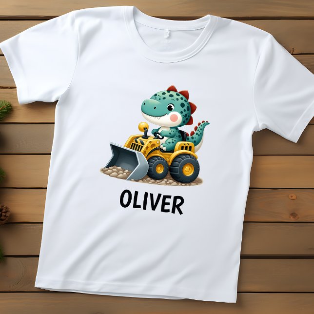 Dinosaurie unge på gul entreprenadmaskin t shirt (Skapare uppladdad)