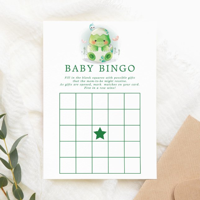 Dinosaurieägg Vattenfärg Baby Bingo Inbjudan (Skapare uppladdad)