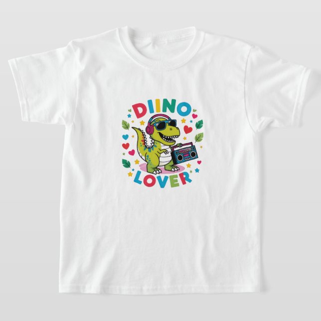 "Dinosaurieälskare T-Shirt – Söt Tecknad Dino  (Laydown)