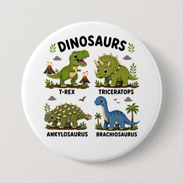 Dinosauriearter för barn att lära sig knapp (Framsida)