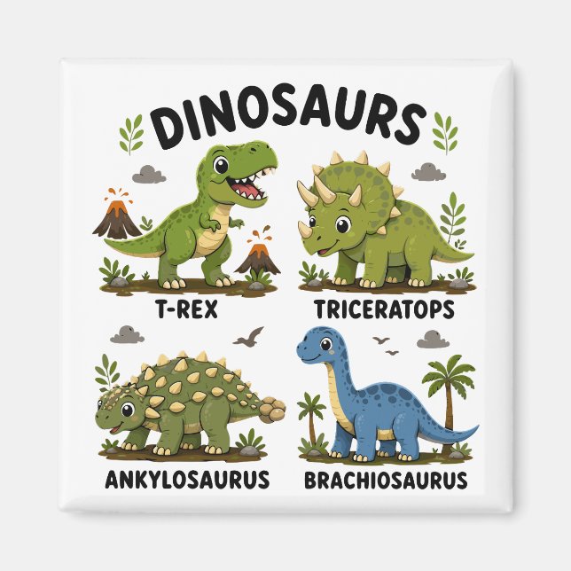 Dinosauriearter för barn att lära sig magnet (Framsidan)