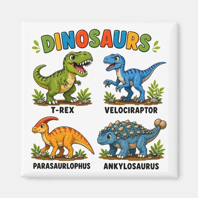 Dinosauriearter för barn att lära sig magnet (Framsidan)