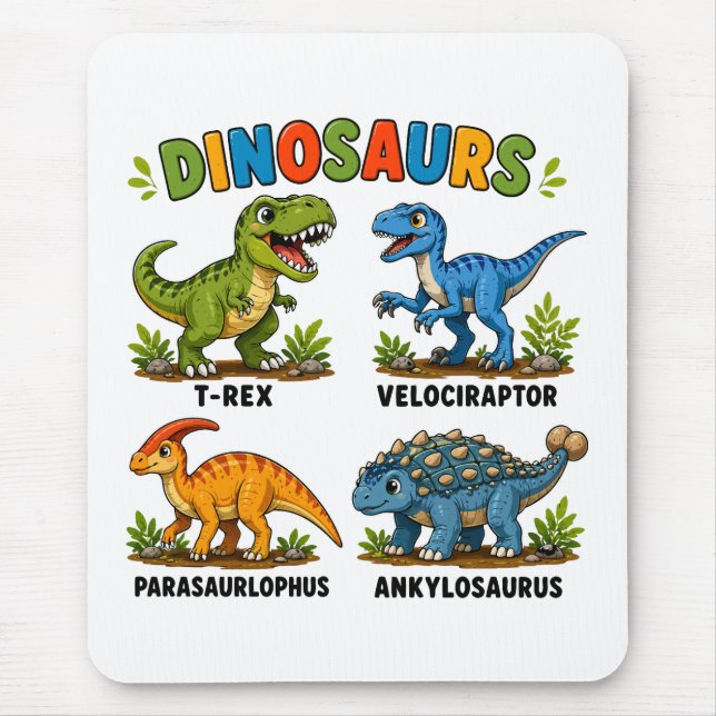 Dinosauriearter för barn att lära sig musmatta (Framsidan)
