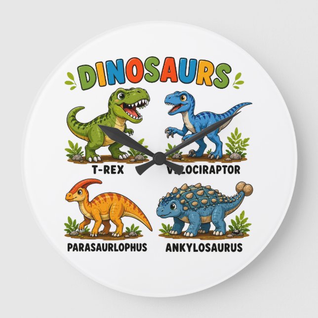 Dinosauriearter för barn att lära sig stor klocka (Framsida)