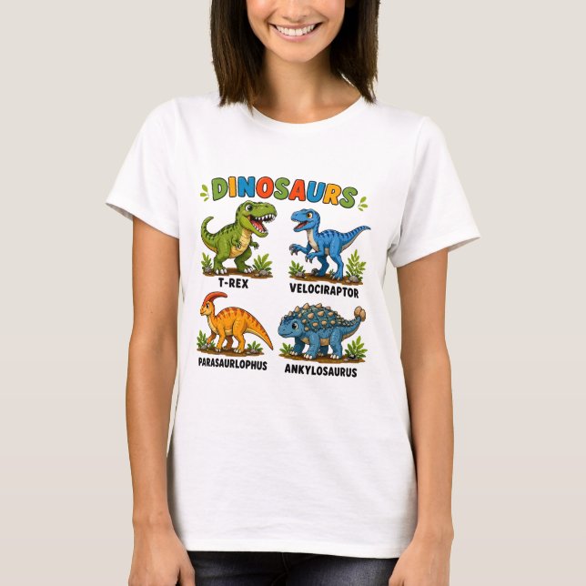 Dinosauriearter för barn att lära sig t shirt (Framsida)