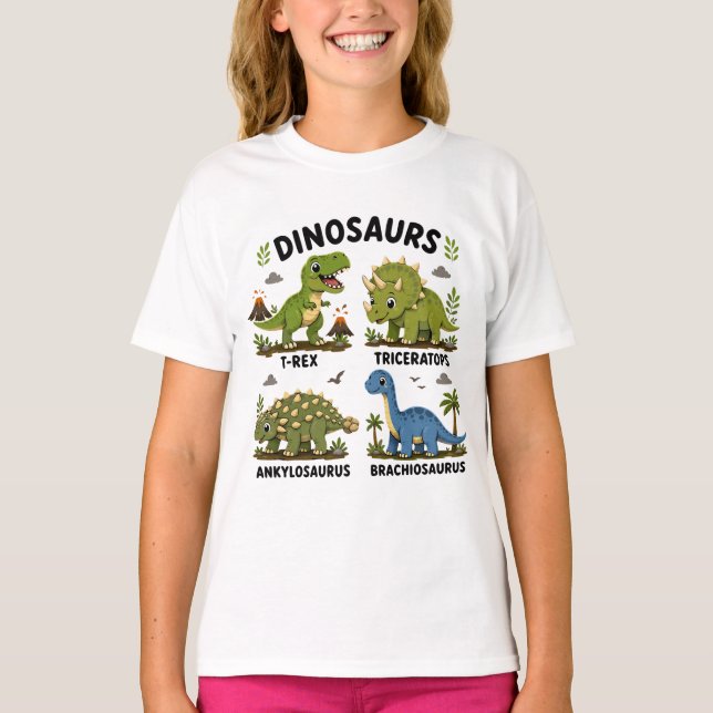 Dinosauriearter för barn att lära sig t shirt (Framsida)