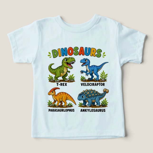 Dinosauriearter för barn att lära sig t shirt (Design Framsida)