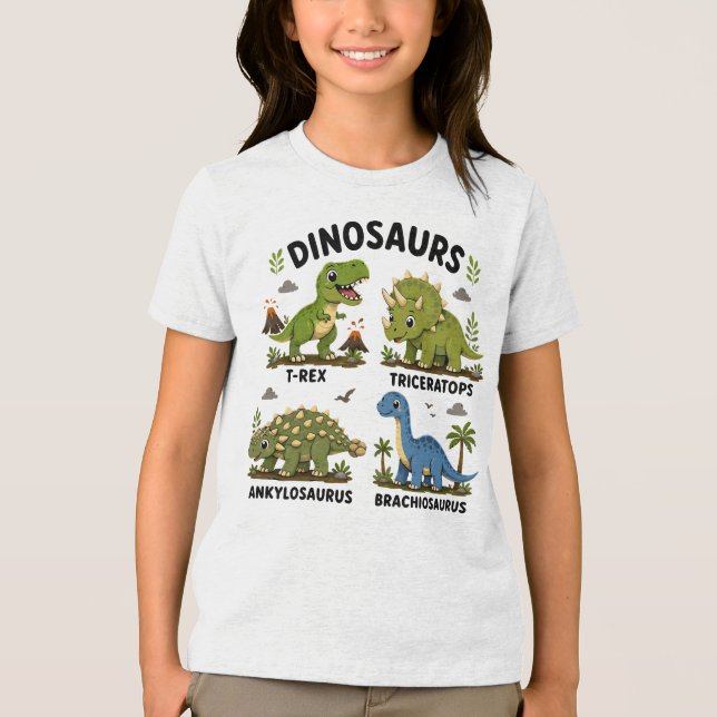 Dinosauriearter för barn att lära sig t shirt (Framsida)